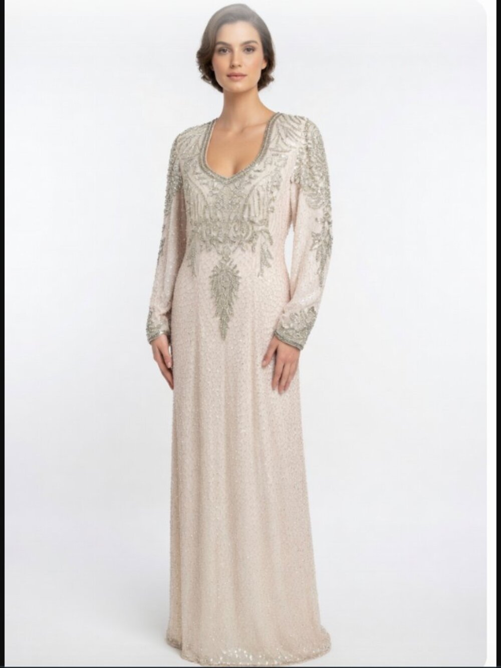 ✨ Vintage Silk Beaded Sequin Gown – Fantasy of Sister Max for SAMAGH, Size 12 - Picture 1 of 16
